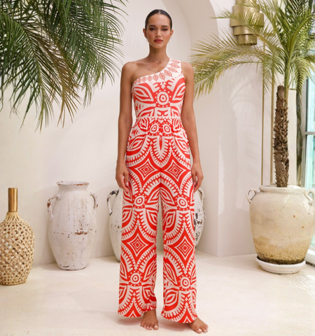One Shoulder One Piece Swimsuit and Pants