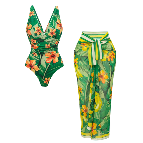 Hibiscus print Tummy Control Swimsuit Set(s)	