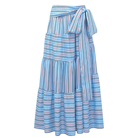 Multi-Way Striped Bowknot One Piece Swimsuit and Skirt