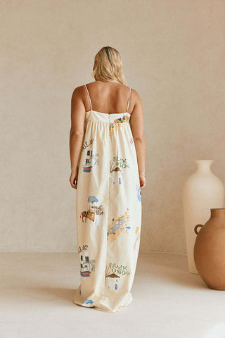 Sling Shoulder  Printed Dress