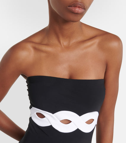 Bandeau Cutout Color Block One Piece purple	
