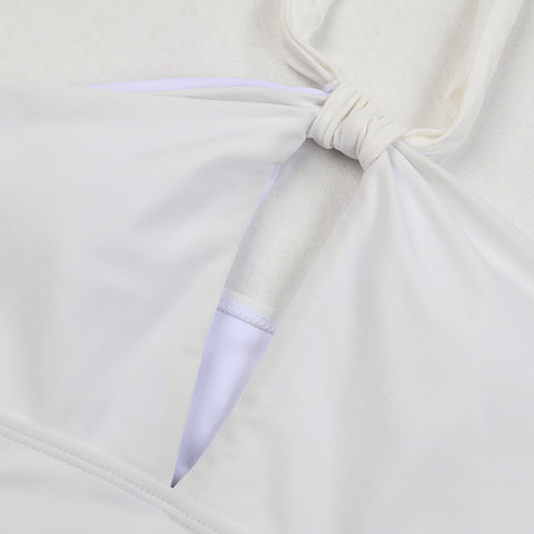 Tassel Solid Color Bikini Swimsuit and Sarong