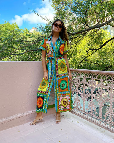 Short Slevees Graffiti Printed Dress