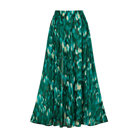 Ruched Cutout Green One Piece Swimsuit and Skirt