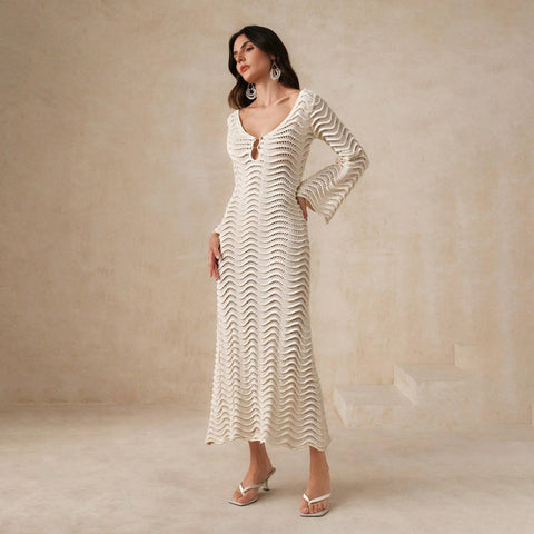 Solid Color Knitted Beach Dress