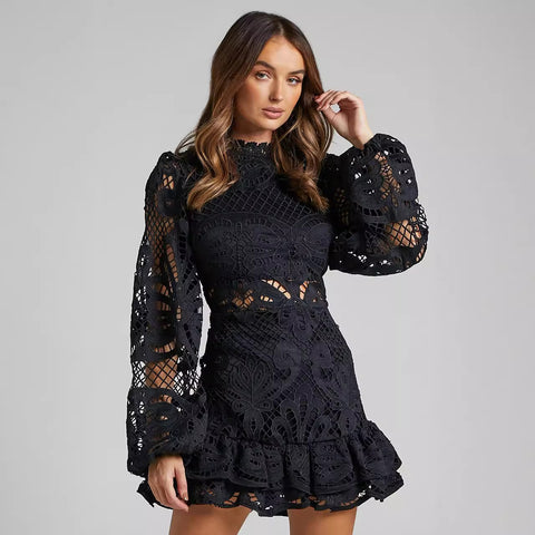 Lantern Long Sleeve Lace Dress
