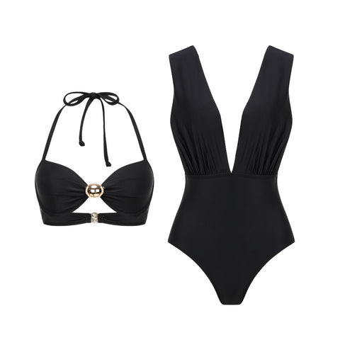 Top & Plunging Ruched Swim Set	