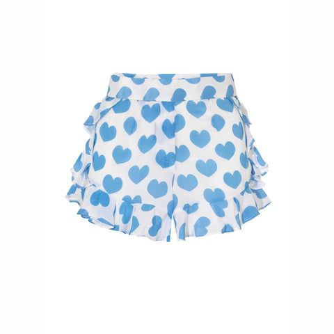 Heart Print Bikini Swimsuit and Skirt