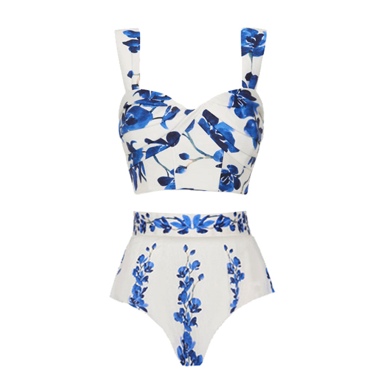 Printed Bikini Swimsuit and Skirt	
