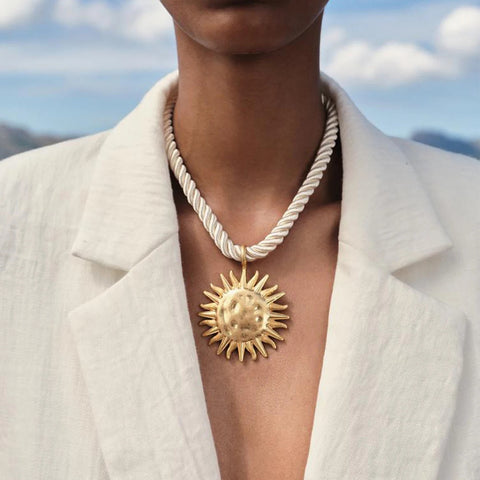 Simple Braided Rope Sunflower Necklace