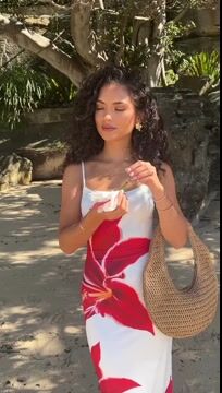 Sling Backless Blossom Print Slit  Dress