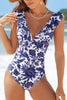 Sweet Florals Ruffled Lace-Up Tummy Control One-Piece