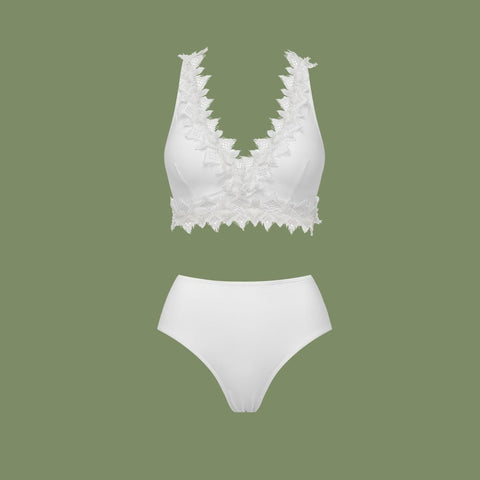 Lace V Neck Bikini Swimsuit and Skirt