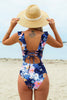 Sweet Florals Ruffled Lace-Up Tummy Control One-Piece