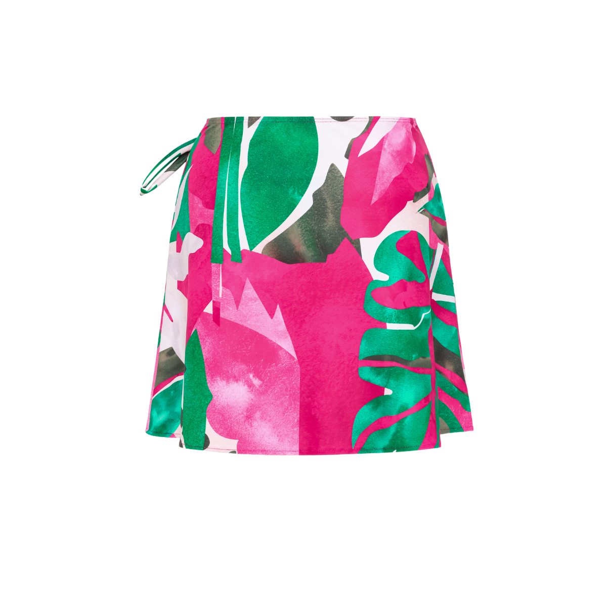Abstract Rose Red Contrast Print Long sleeve One Piece Swimsuit and Skirt	