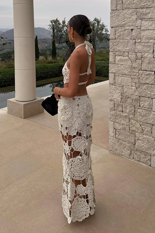 Halter Knitted Cutout Beach Dress