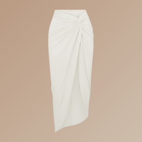 Ruffled Detail White High Waist Bikini Swimsuit and Sarong