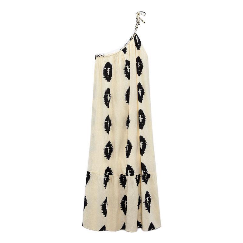 Ethnic One Shoulder Printed Dress