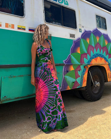 Tie-dyed Sling Backless Dress