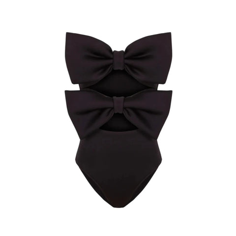 Bandeau Bowknot Cutout One Piece Swimsuit and Skirt