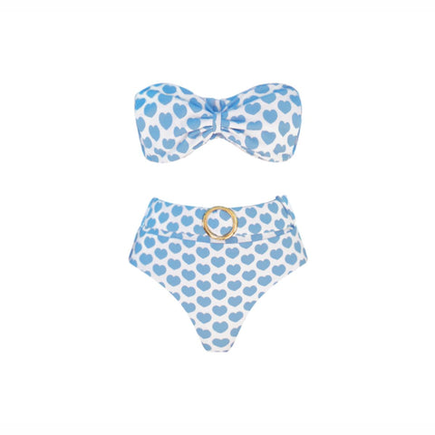 Heart Print Bikini Swimsuit and Skirt
