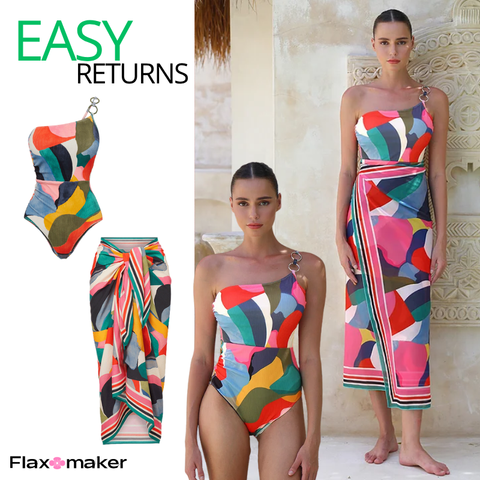 O Ring One Shoulder Printed One Piece purple