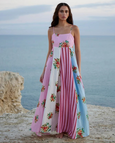 Color Block Striped Print Dress