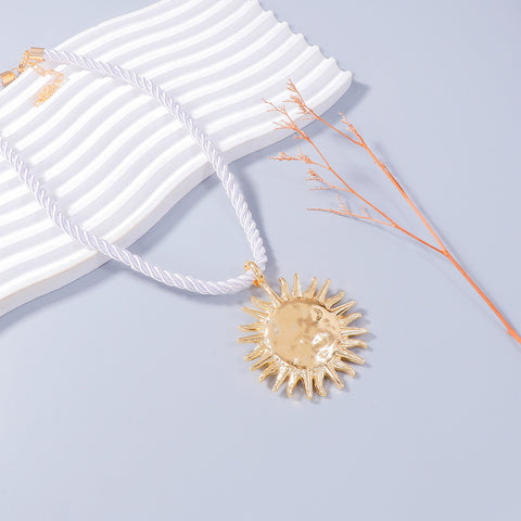 Simple Braided Rope Sunflower Necklace
