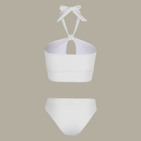 Tassel Solid Color Bikini Swimsuit and Sarong