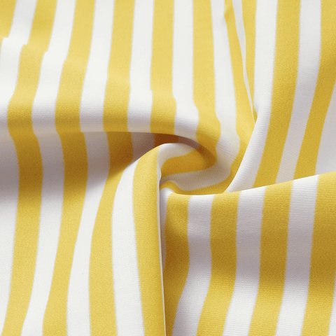 V Neck Ruffle Striped Print One Piece Swimsuit and Skirt