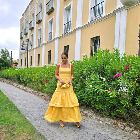 Sling Ruffle Elegant Yellow Dress