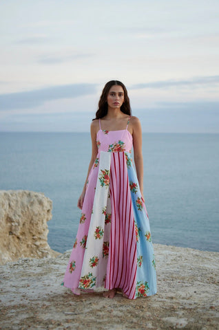 Color Block Striped Print Dress