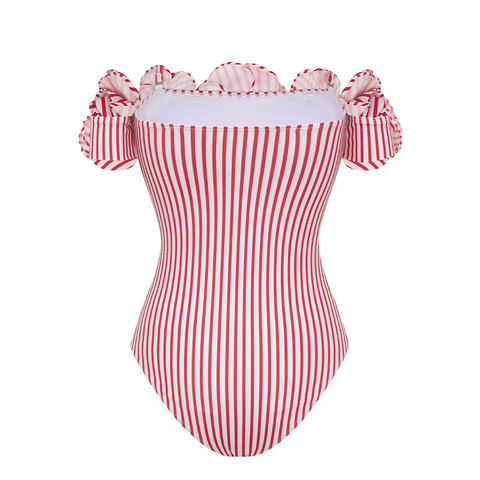 Open Shoulder 3D Flower One Piece Swimsuit and Skirt