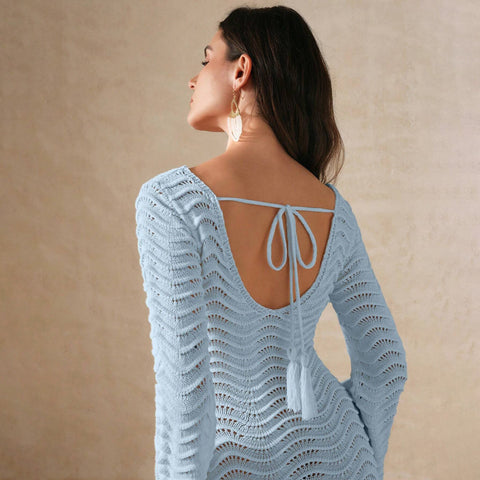 Solid Color Knitted Beach Dress