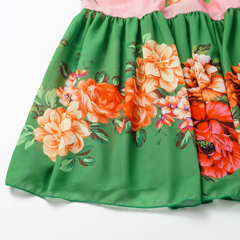 Ruffled Blooming Flower Print One Piece Swimsuit and Skirt
