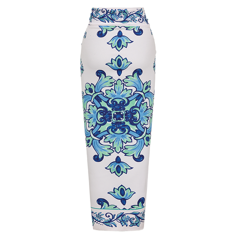 Ruffle Majolica Print One Piece Swimsuit and sarong or Pants