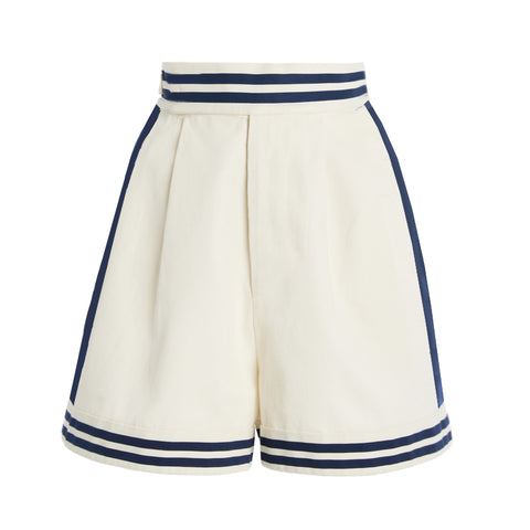 Navy Style Printed One Piece Swimsuit and Shorts