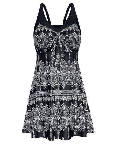 Women's Two Piece Swim Dress Plus Size Tummy Control Tankinis Swimdress Floral Printed Swimwear Swimsuits with Boyshort