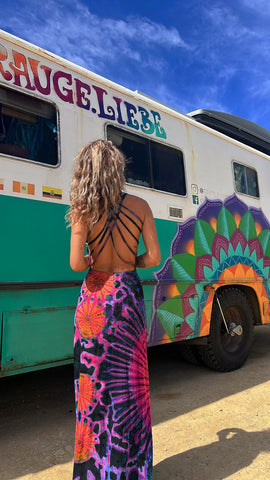Tie-dyed Sling Backless Dress