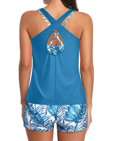 Women's 3 Piece Tankini Set with Bra Top & Boy Shorts