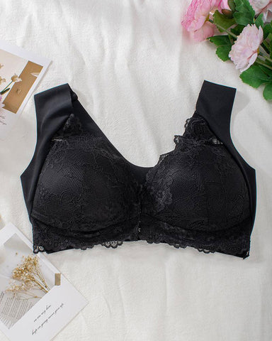 Shapecurve® Women's Contrast Lace Hook & Eye Front PushUp Bra