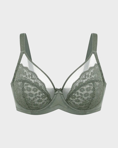 Floral lace shaping plus size bra