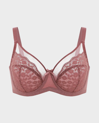 Floral lace shaping plus size bra