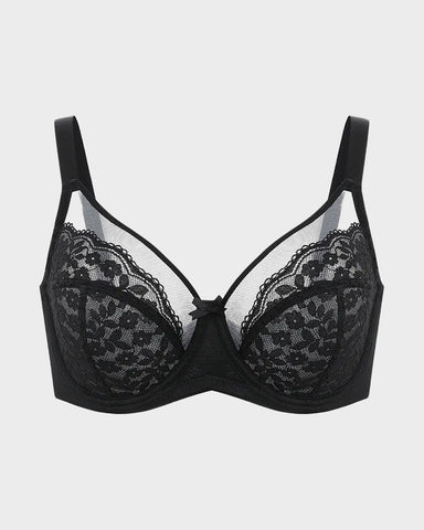 Floral lace shaping plus size bra