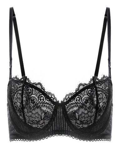 Women's Sexy Lace Push Up Plus Size Bra Sheer Balconette Underwire Unlined