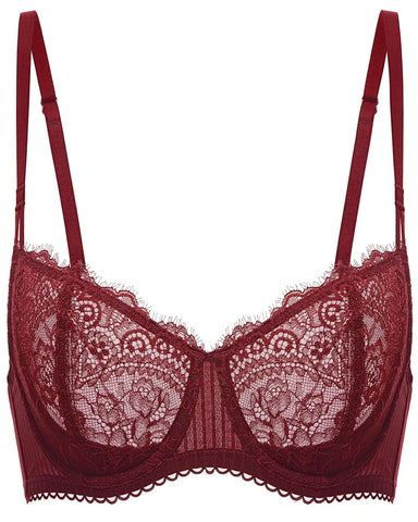 Women's Sexy Lace Push Up Plus Size Bra Sheer Balconette Underwire Unlined