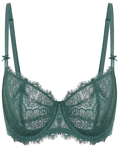 Women's Sexy Lace Push Up Plus Size Bra Sheer Balconette Underwire Unlined