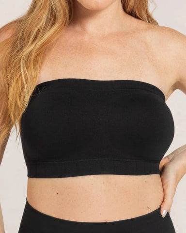 Convertible Strapless Bandeau Bra with Wireless Comfort, Anti-Slip Grip & Removable Straps
