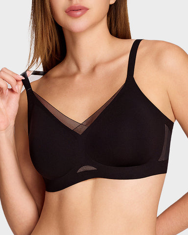 Ultra-Comfort Mesh Wireless Lift Bra with Crossover Design