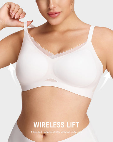 Ultra-Comfort Mesh Wireless Lift Bra with Crossover Design